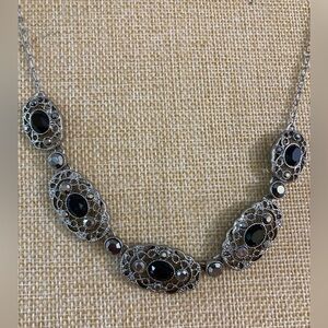 Liz Claiborne‎ Marcasites and Onyx Necklace
